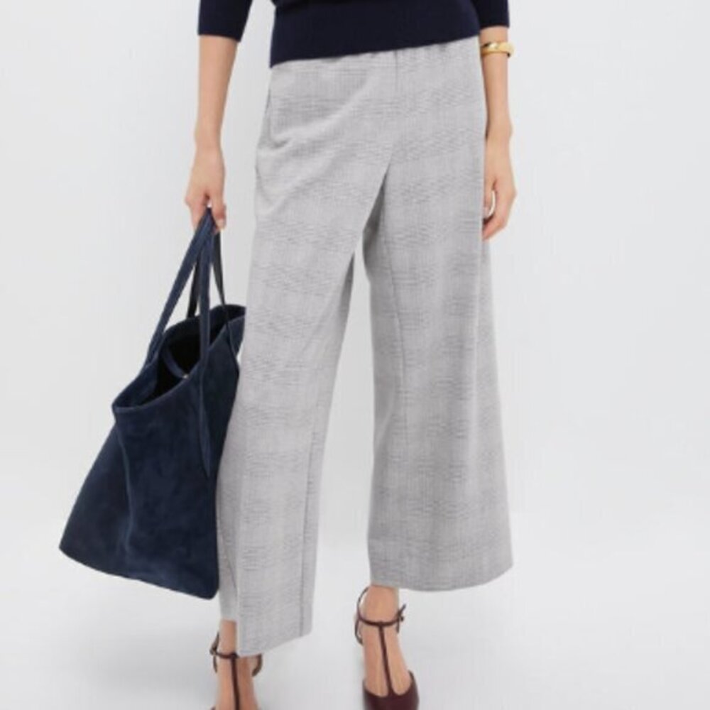 Tuckernuck Gray Plaid Cropped Flare Carlton Pants size Small